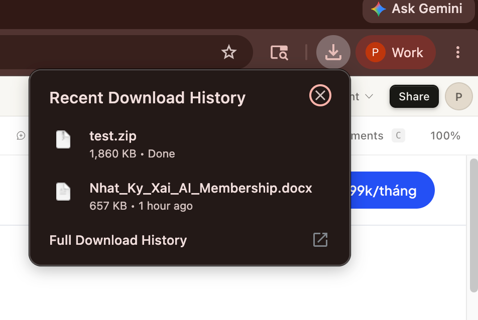 File đã tải về, cần giải nén