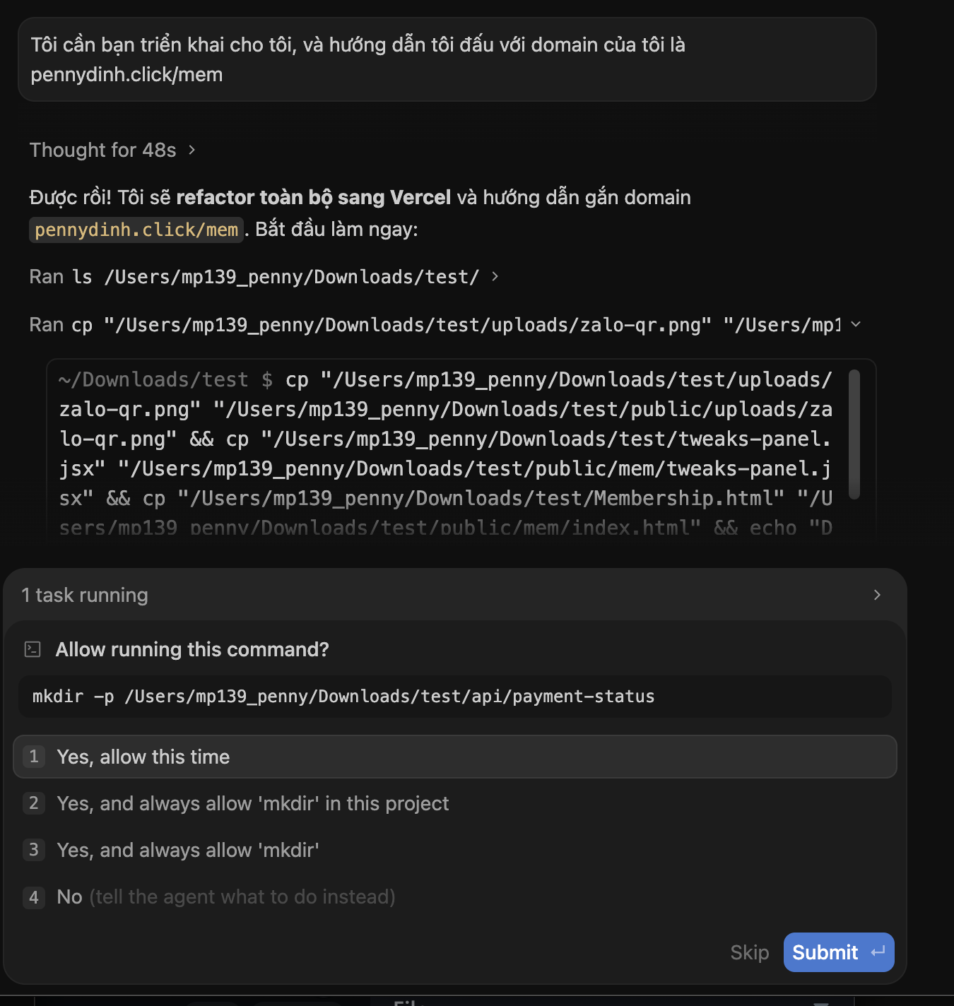 Bảo AI triển khai deploy