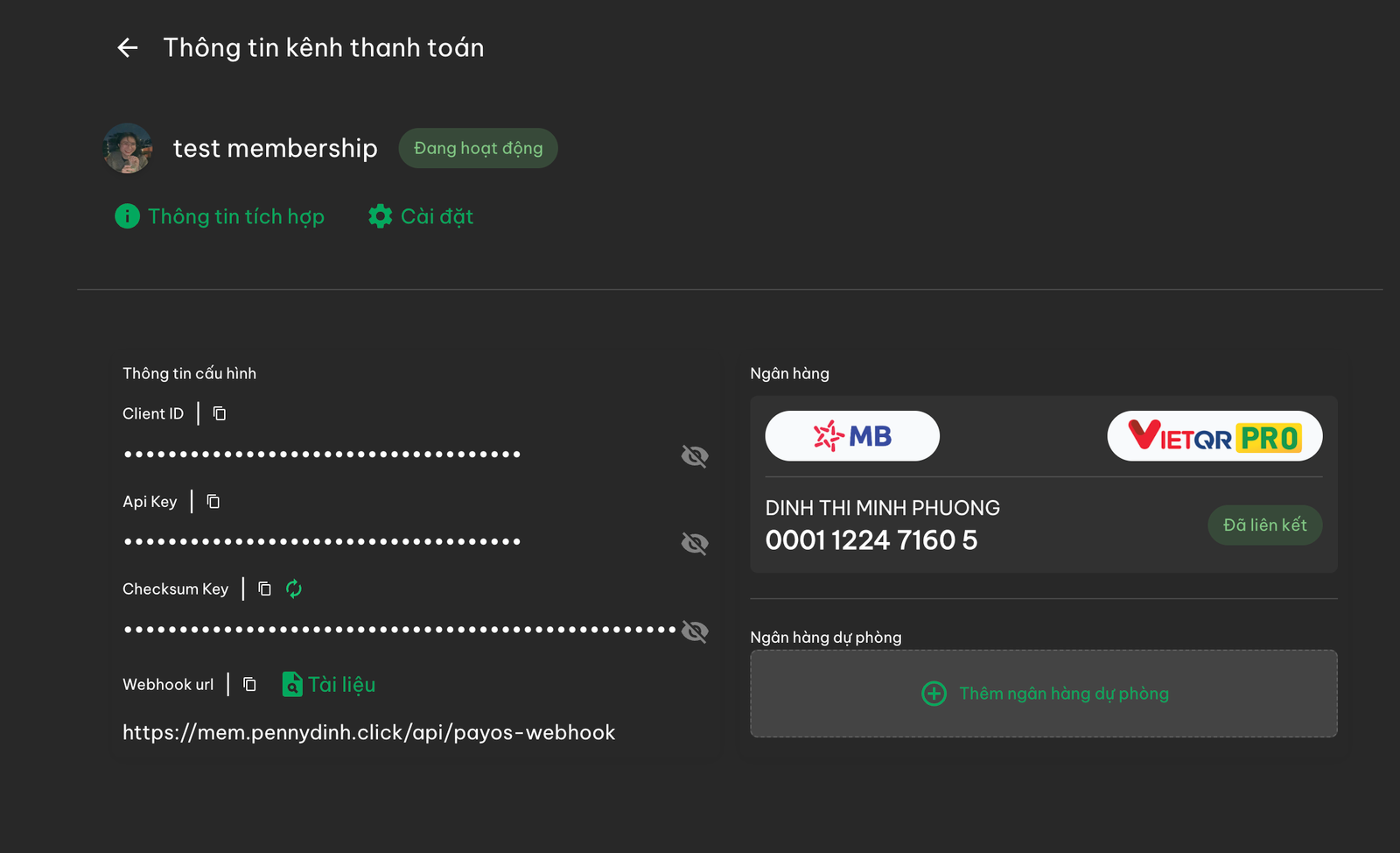 Thêm webhook trong PayOS