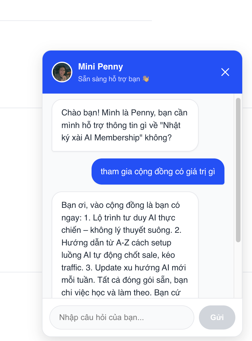 Đã xong thông tin chatbot
