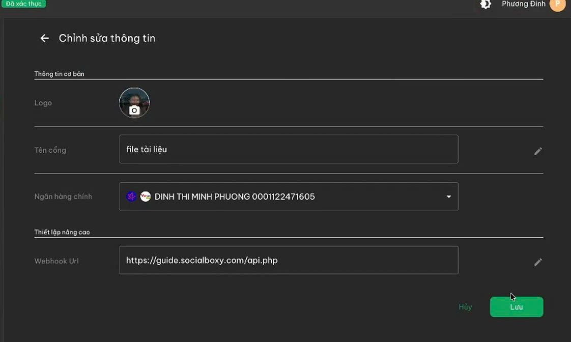 Ảnh trên là ảnh dự án cũ nhưng từng bước - còn ảnh này là dự án này, và cần thêm webhook để tracking được thông tin khách hàng chuyển khoản